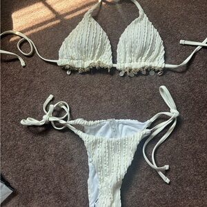 SHEIN Cream Textured Bikini Set